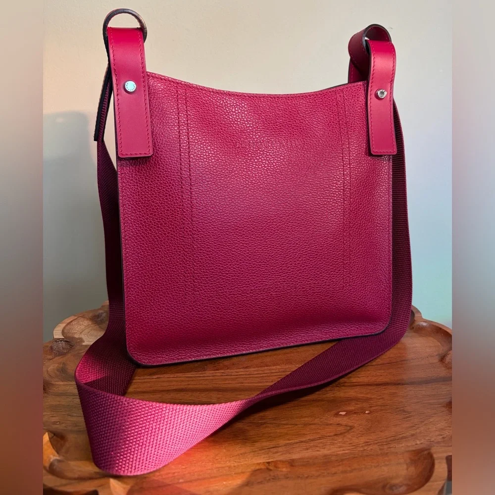 Longchamp Le’Foulonne S Leather Crossbody Beetroot Magenta Like New - Picture 3 of 17